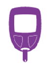 Clock graphic indicates twice daily dosage for the first 21 days; purple color scheme represents a medical schedule.
